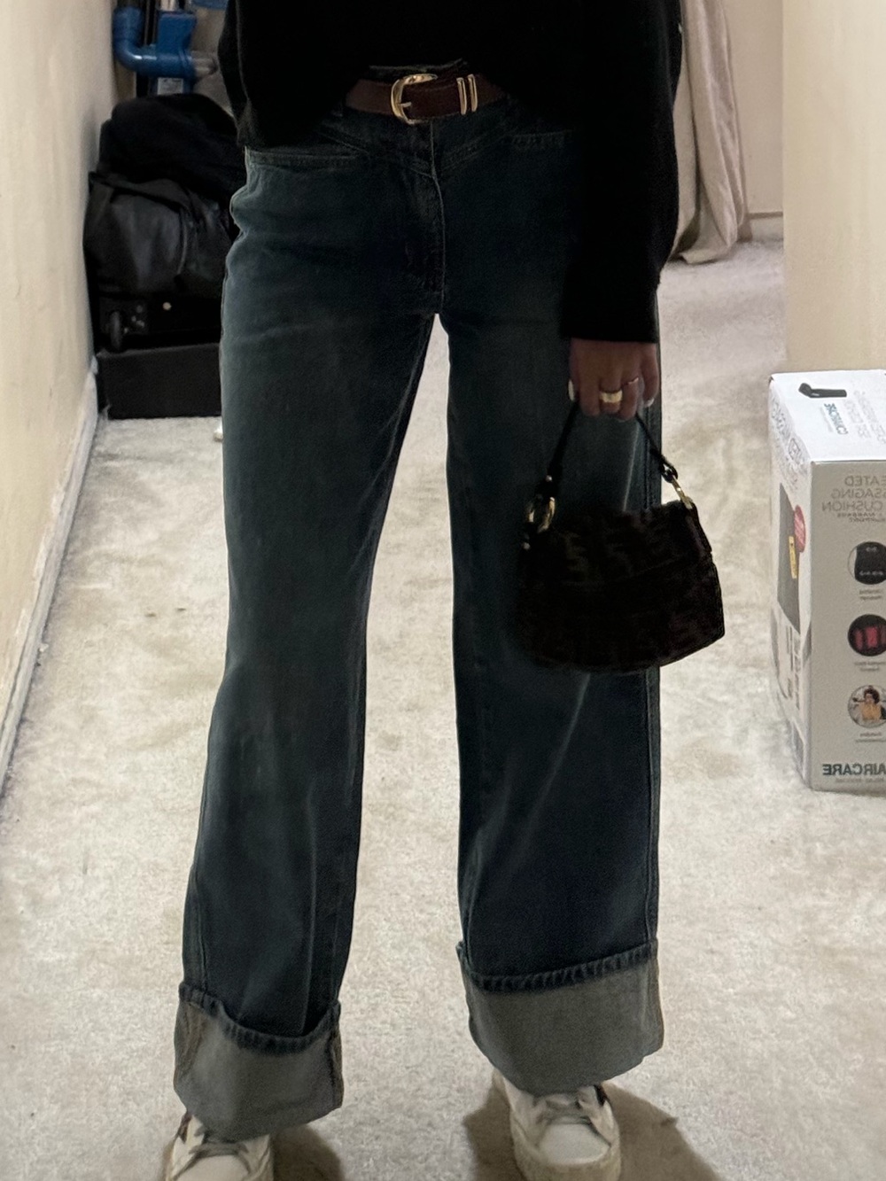 Cider Dark Blue Wide-Leg High-Rise Jeans